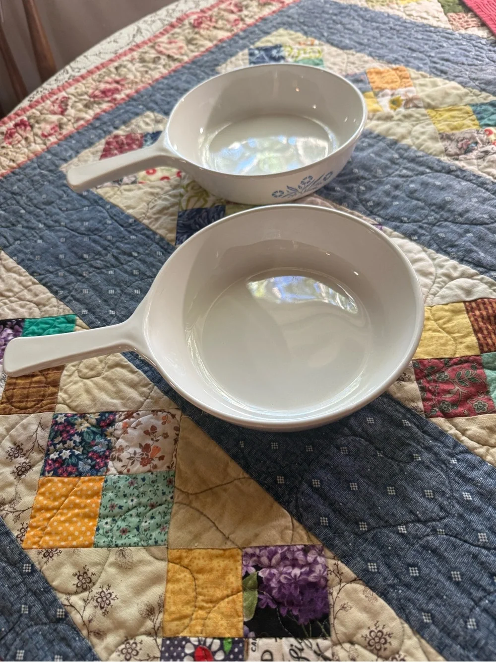Vintage Corning Ware Blue Cornflower Skillet Fry Pan Set of 2
